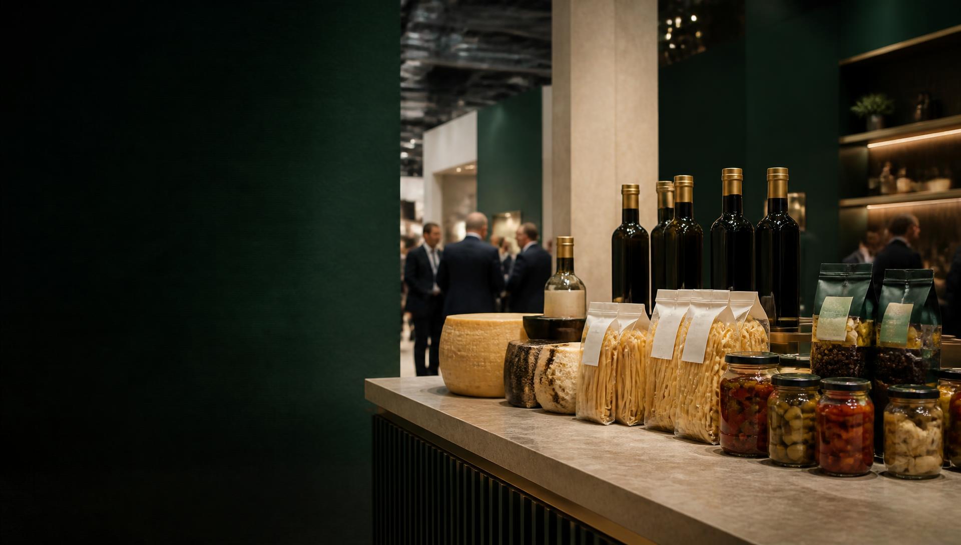 Prodotti alimentari italiani presentati in un ambiente professionale B2B